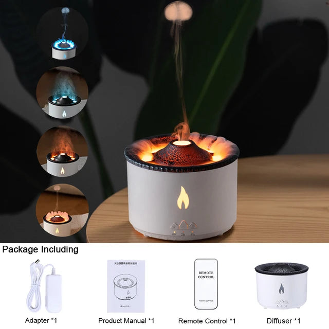 Volcanic Flame Air Humidifier & Aroma Diffuser: Remote-Controlled, Infused with Jellyfish-inspired Design for Home Fragrance Experience & Misty Ambiance