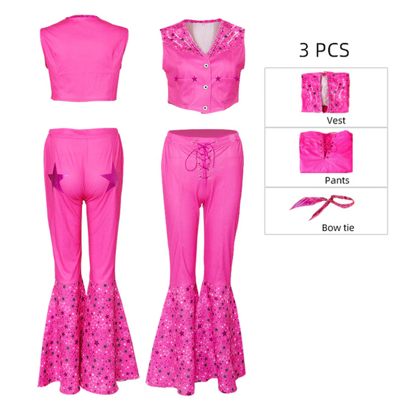 2023 New Movie Barbi Girls Boys Costume Cosplay Clothes Children Pink Halloween Carnival Kids Party Wear for 2-10 Years