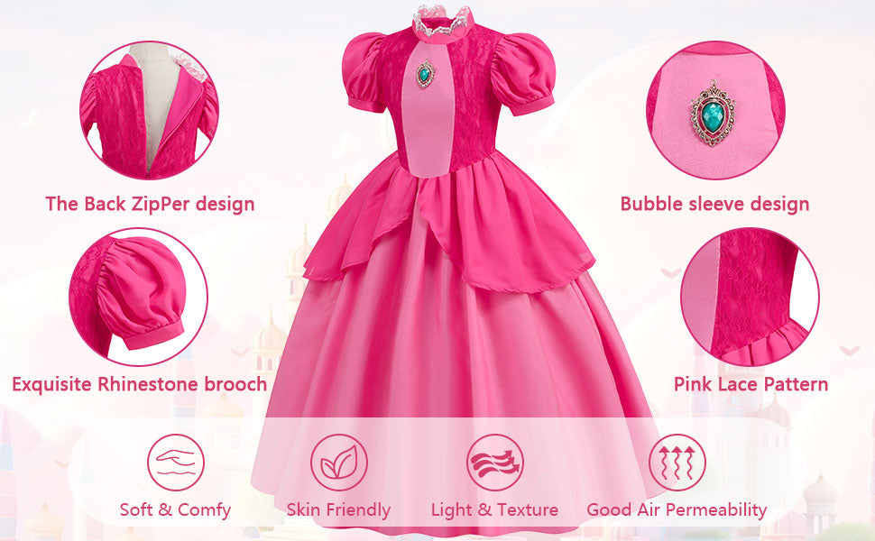 Peach Princess Cosplay Delight: Girl's Role-Playing Costume for Birthday Parties, Stage Performances, and Carnival Fun
