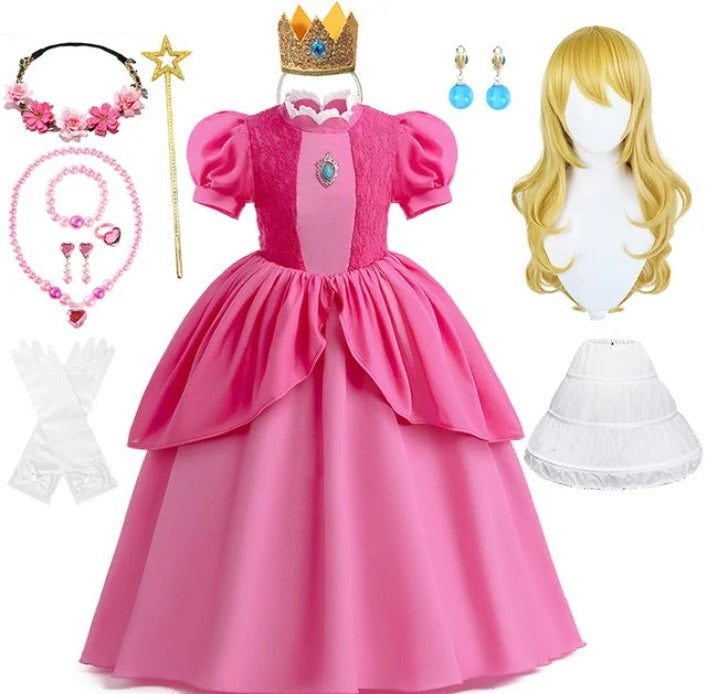 Peach Princess Cosplay Delight: Girl's Role-Playing Costume for Birthday Parties, Stage Performances, and Carnival Fun