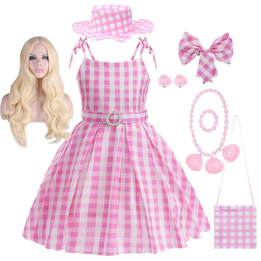 2023 New Movie Barbi Girls Boys Costume Cosplay Clothes Children Pink Halloween Carnival Kids Party Wear for 2-10 Years