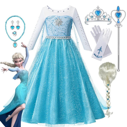 Fancy Queen Frozen Elsa Anna Costume Girls Princess Dress Toddler Halloween Cosplay Party Vesidos for 2-10 Years